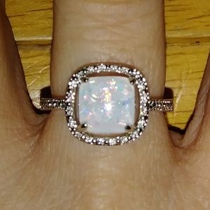 925 SS WHITE FIRE OPAL RING